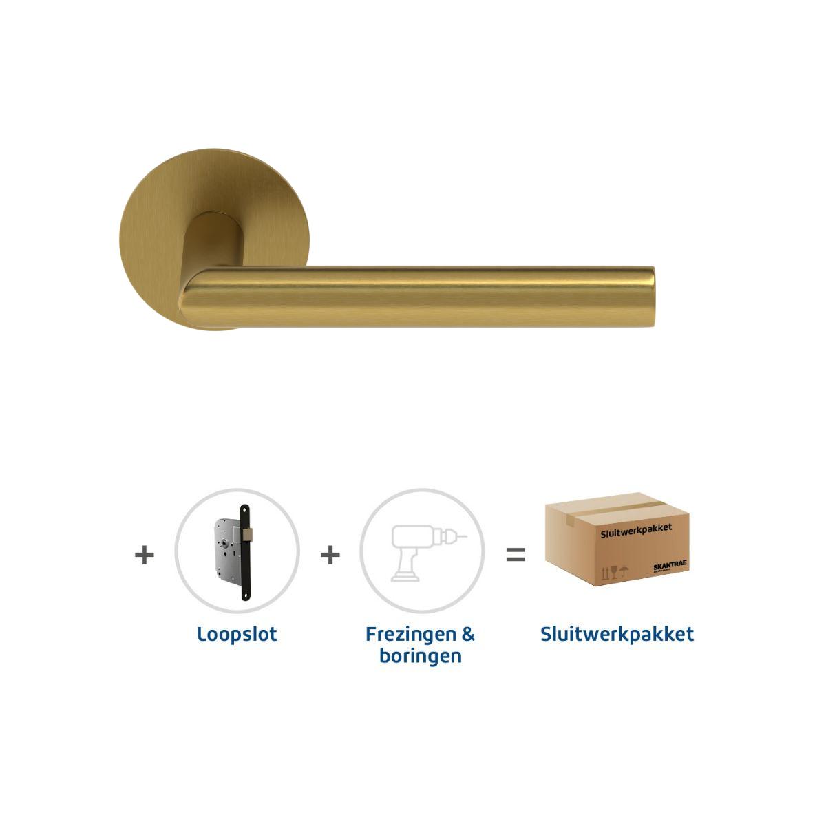Sluitwerkpakketten met Deurkruk Orbit 19 Flat Mat Messing